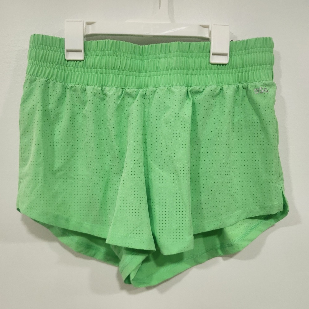 DSG Stride High-Rise Shorts Womens Small Green Perforated Running Athletic‎ NWT